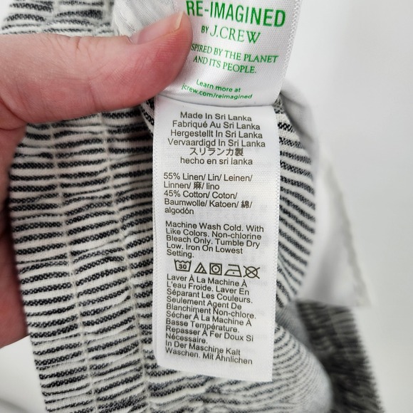 J.Crew Striped Linen Blend Drawstring Waist Pant Womens 4 Coastal Beachy Resort - Picture 6 of 7